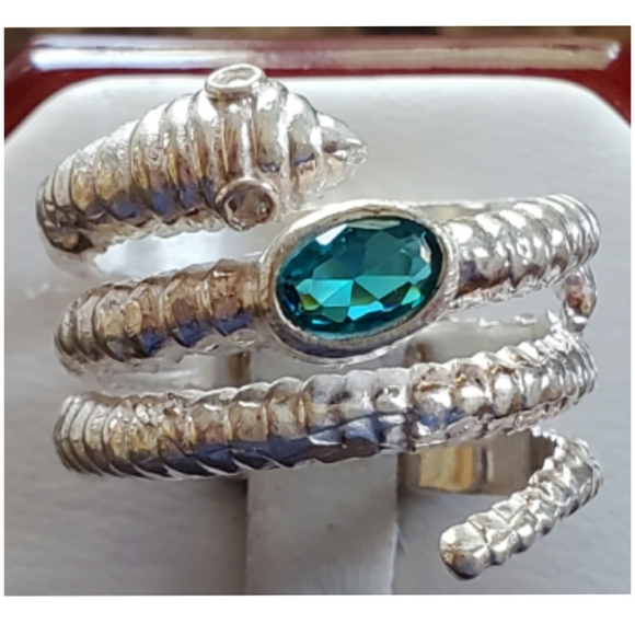 Jewelry - Genuine Paraiba Blue Tourmaline Snake Ring Size 8